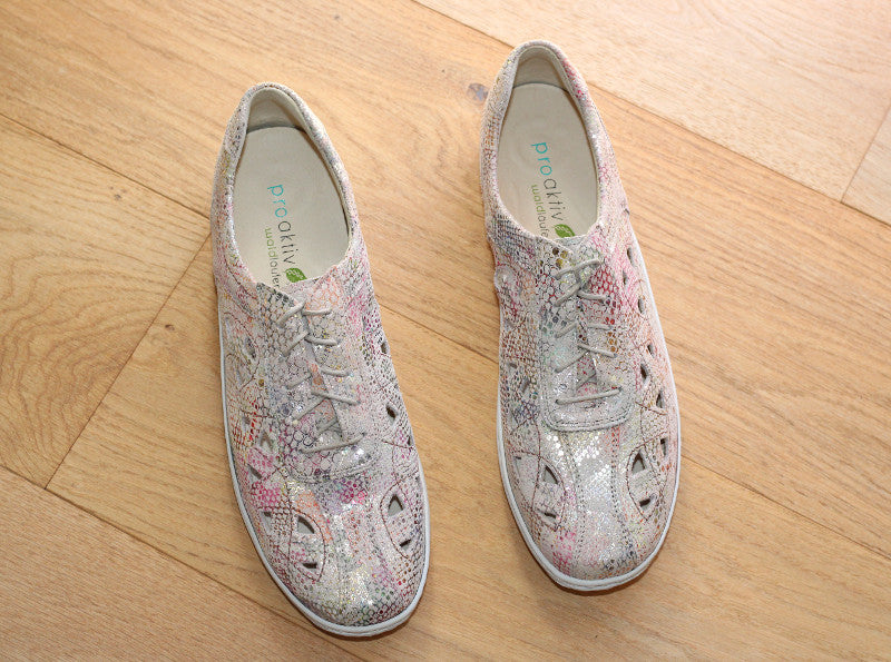 Derby d'été en cuir multicolore Arlequin