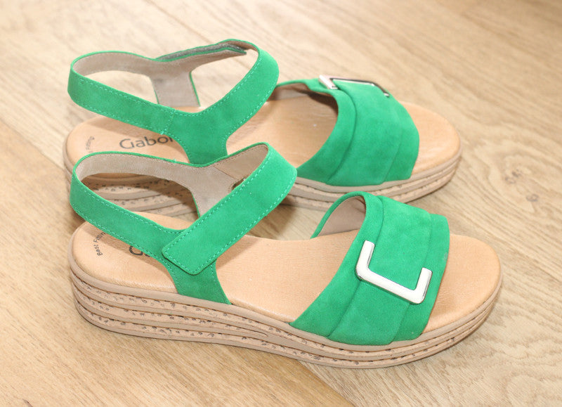 Sandales tendance Gabor en cuir velours vert Marcia