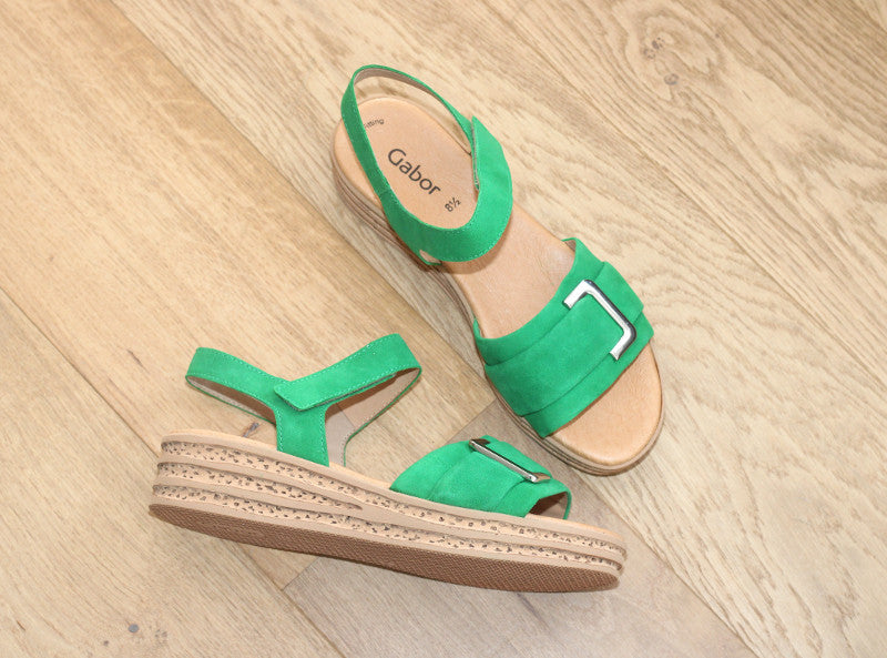 Sandales tendance Gabor en cuir velours vert Marcia