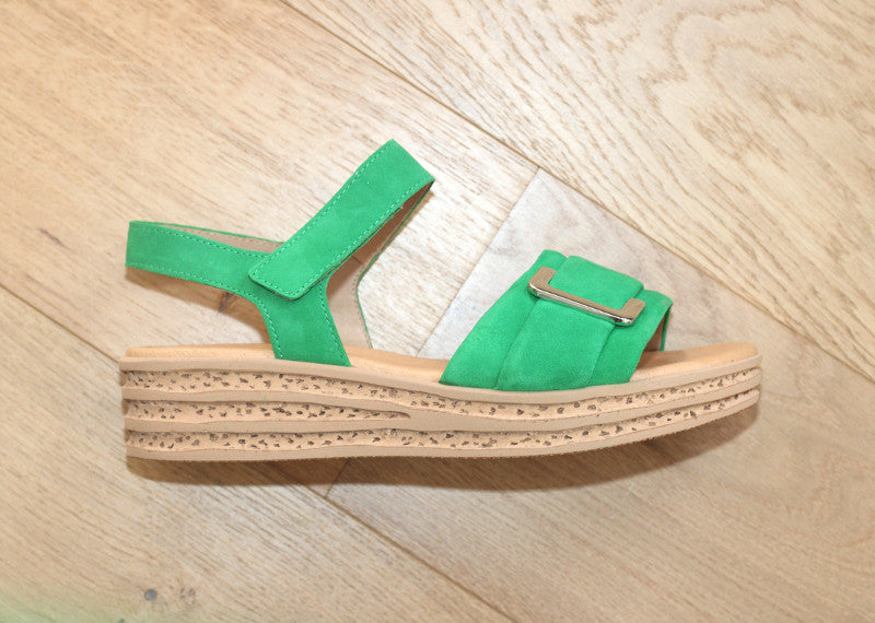 Sandales tendance Gabor en cuir velours vert Marcia