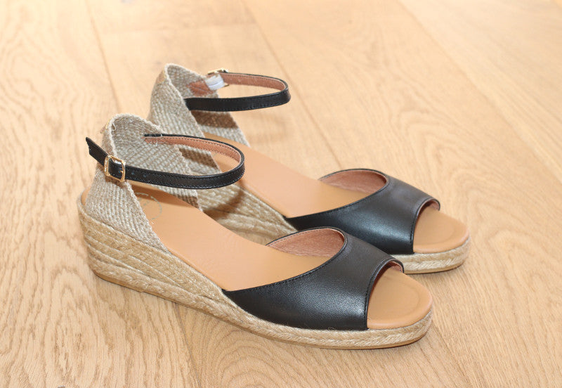 Espadrilles compensées Llivia en cuir noir