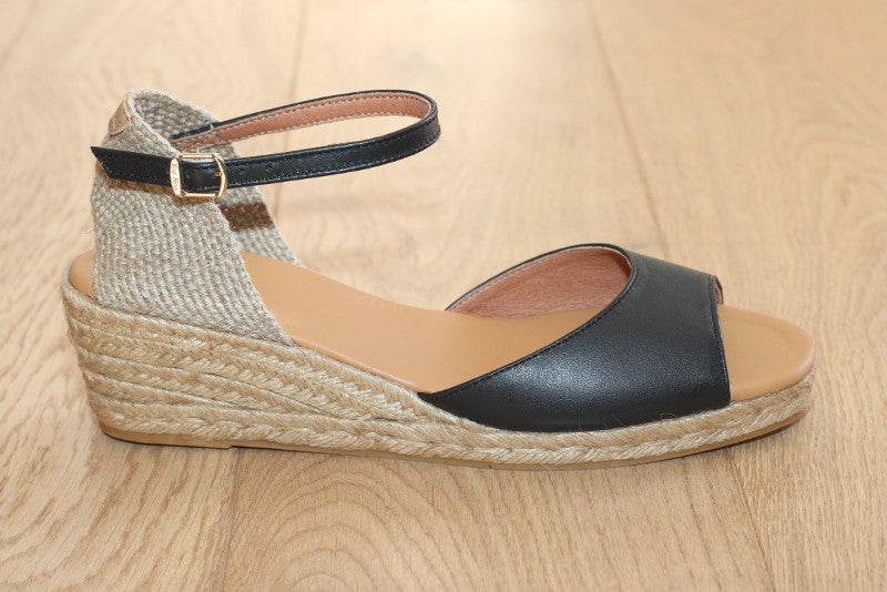 Espadrilles compensées Llivia en cuir noir