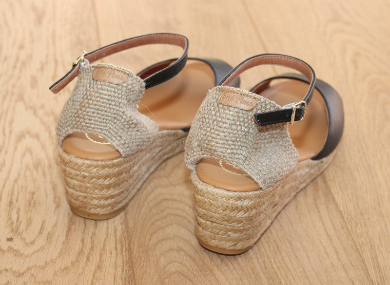Espadrilles compensées Llivia en cuir noir