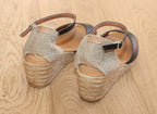 Espadrilles compensées Llivia en cuir noir