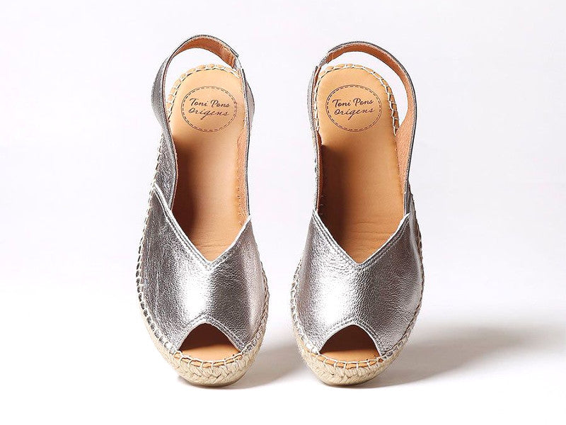 Espadrilles en cuir argent Bernia