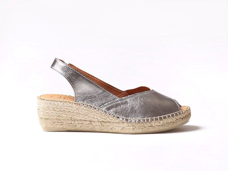 Espadrilles en cuir argent Bernia