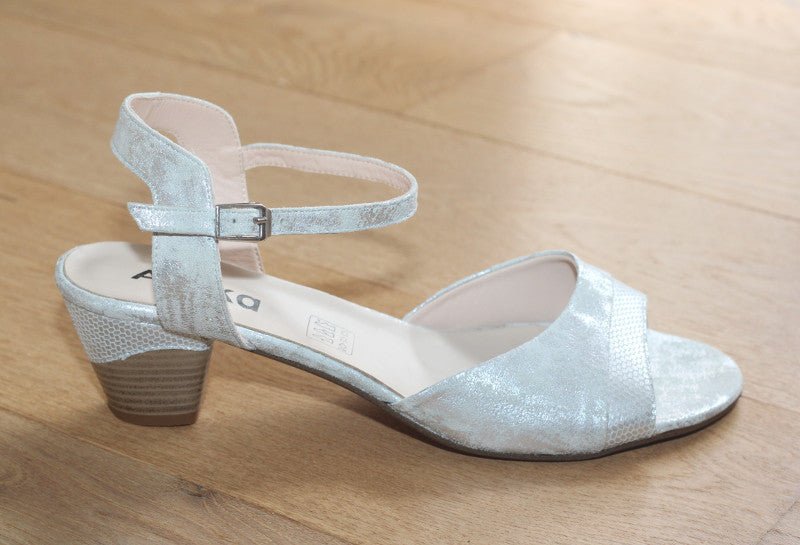 Sandales à talon Saldabe en cuir gris argent