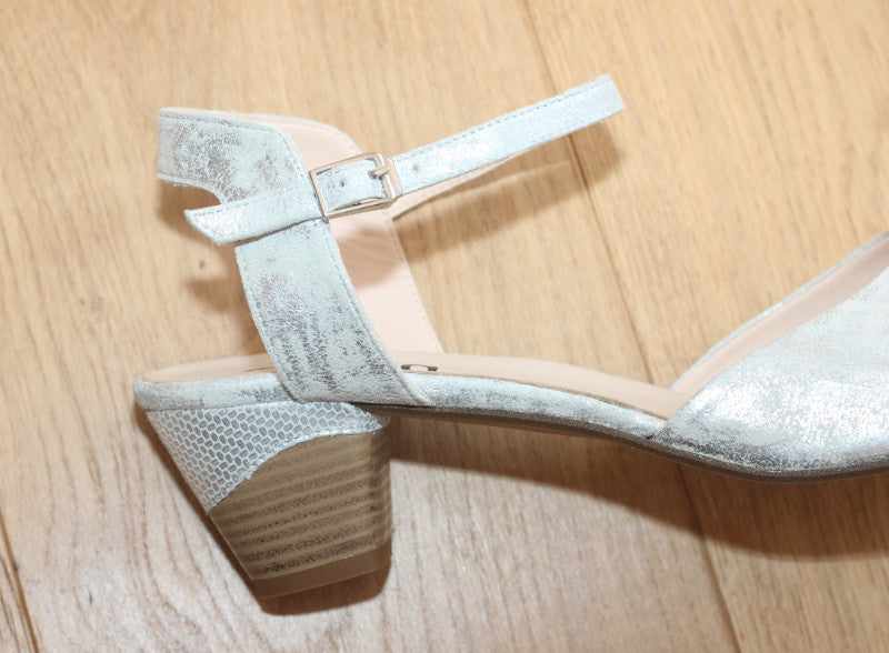Sandales à talon Saldabe en cuir gris argent