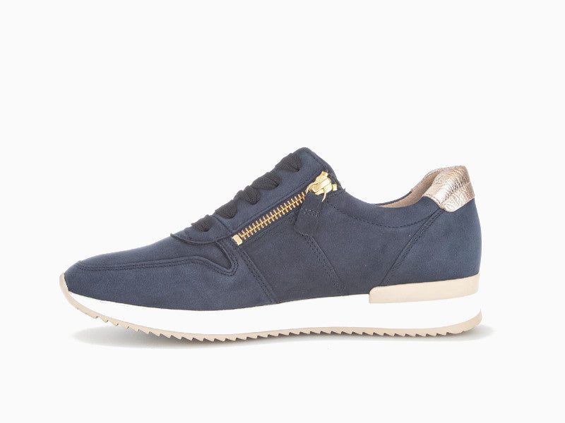 Sneakers Gabor suède bleu et doré