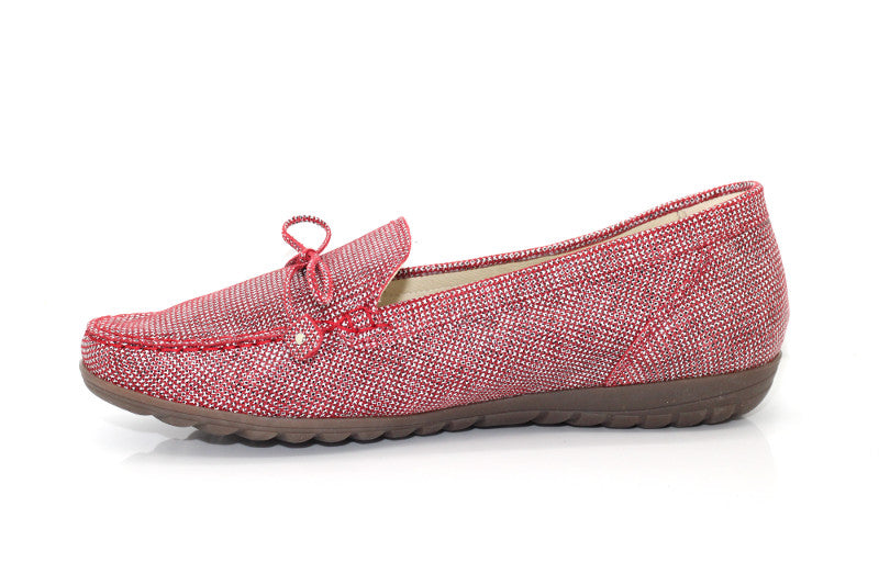 Mocassins souples en cuir vichy rouge