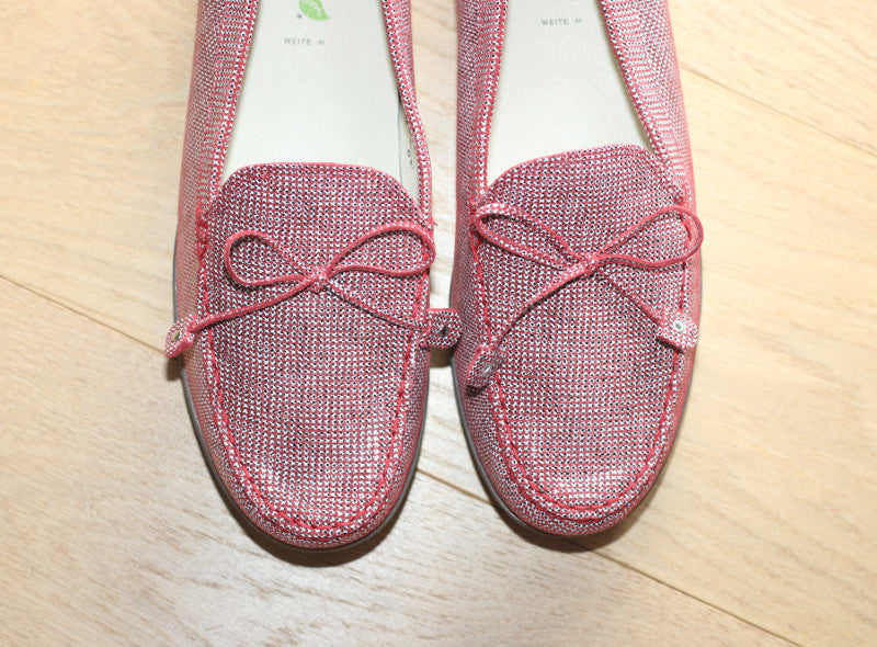 Mocassins souples en cuir vichy rouge