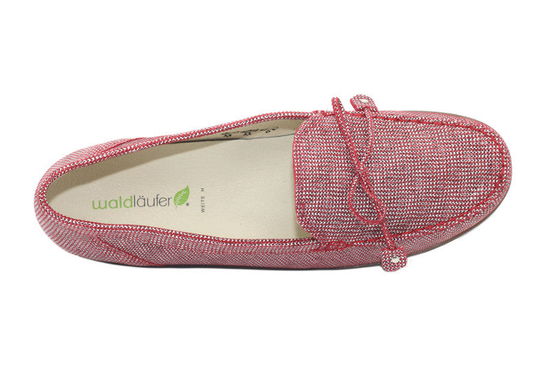 Mocassins souples en cuir vichy rouge
