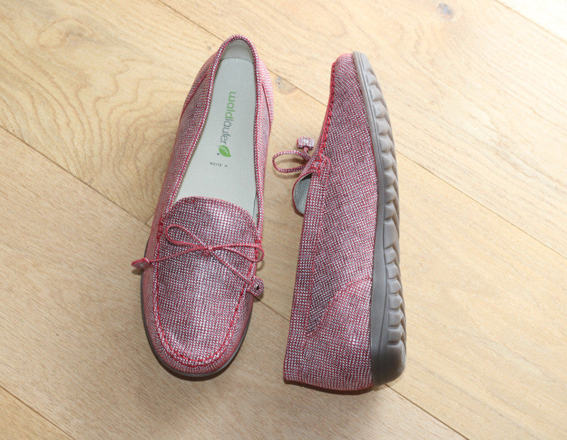 Mocassins souples en cuir vichy rouge
