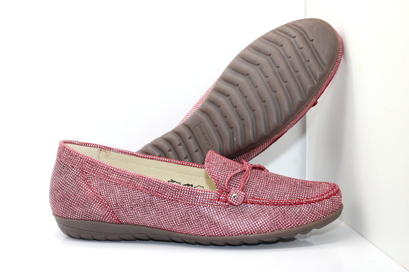 Mocassins souples en cuir vichy rouge