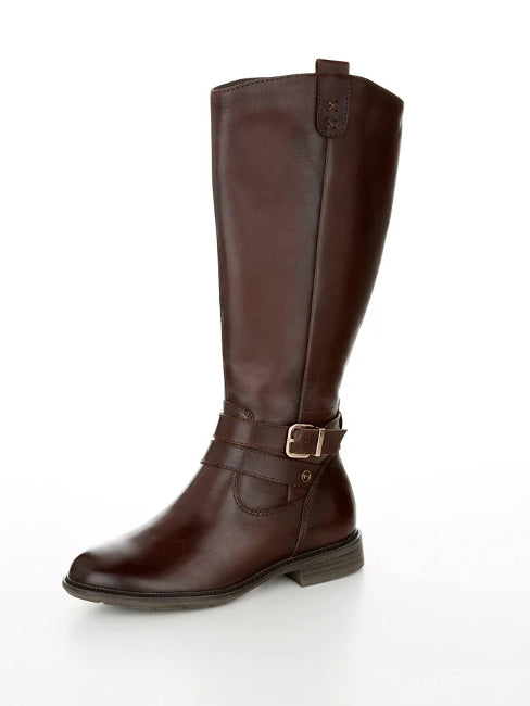 Bottes Tamaris en cuir marron cognac