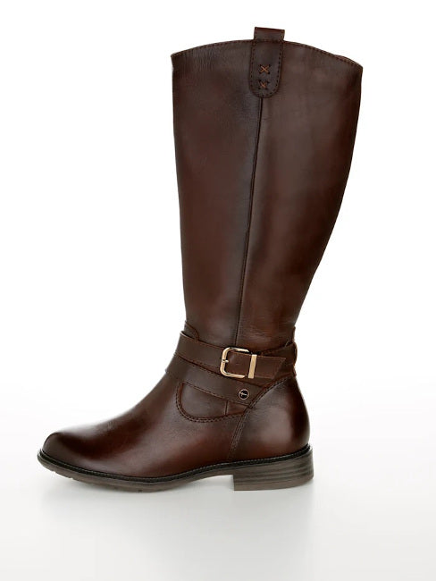 Bottes Tamaris en cuir marron cognac