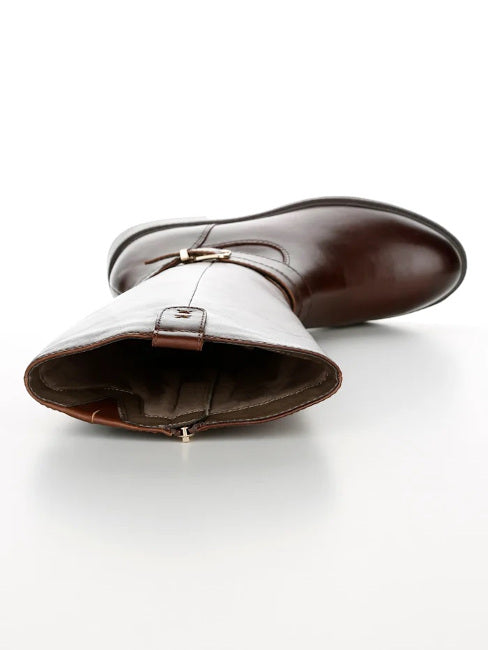Bottes Tamaris en cuir marron cognac