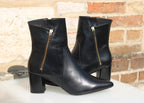 Bottines en cuir noir à bout pointu Twist