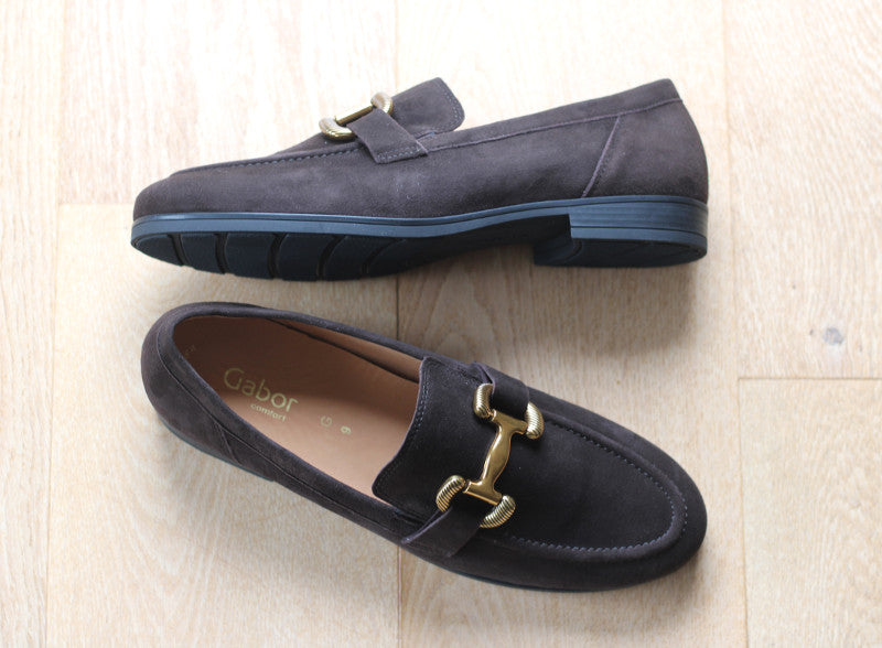 Mocassins marron Gabor en cuir velours 