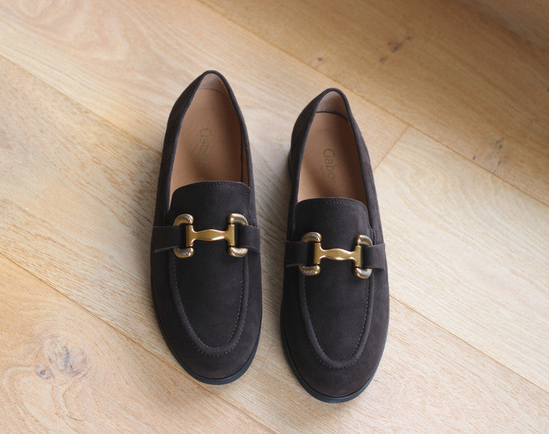 Mocassins marron Gabor en cuir velours 