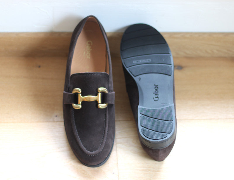 Mocassins marron Gabor en cuir velours 
