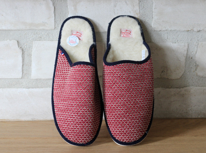 Mules en laine imprimé rouge Casimir