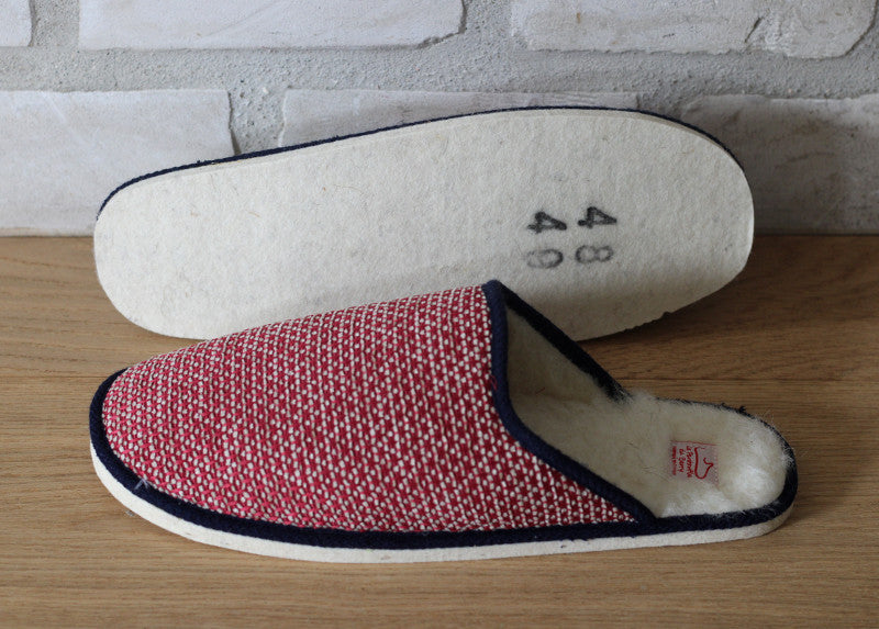 Mules en laine imprimé rouge Casimir
