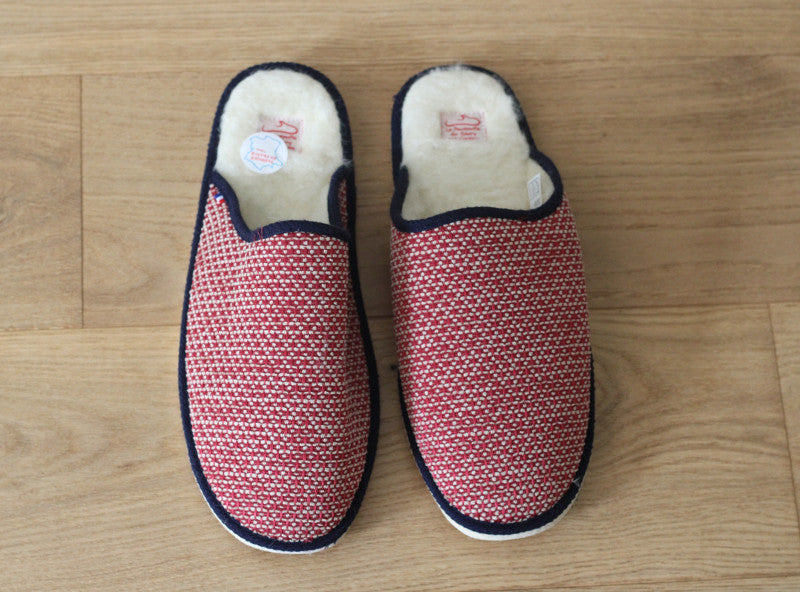 Mules en laine imprimé rouge Casimir