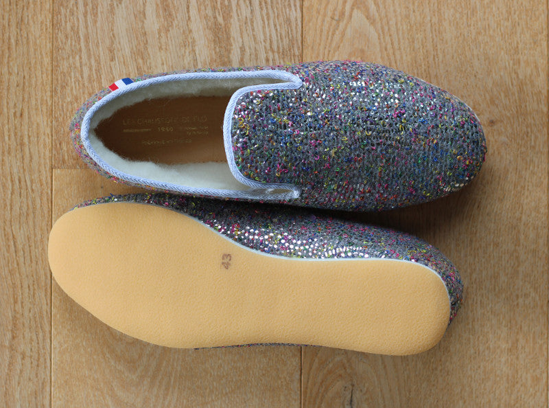 Charentaises en laine Paillettes
