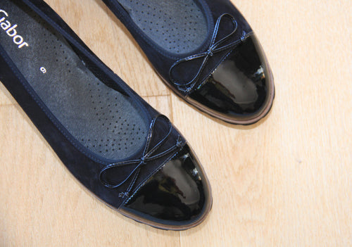 Ballerine Noir Gabor en cuir et velours