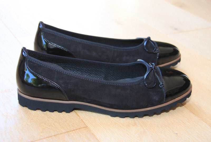 Ballerine Noir Gabor en cuir et velours