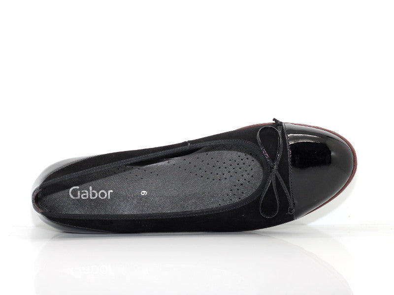 Ballerine Noir Gabor en cuir et velours