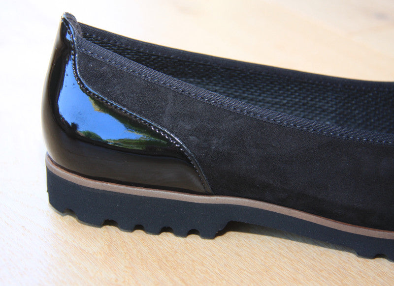 Ballerine Noir Gabor en cuir et velours