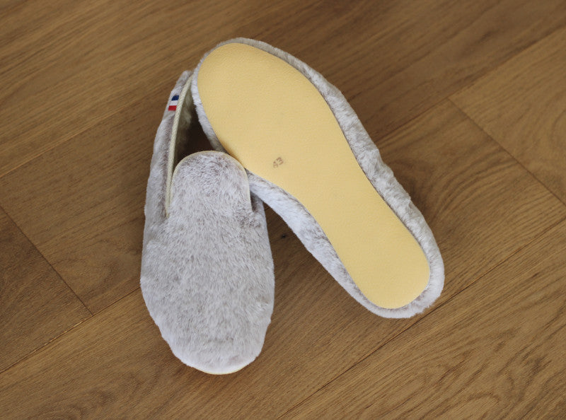 Charentaises en fourrure gris Zabelle