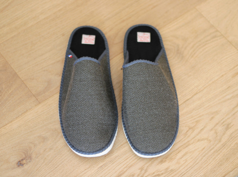 Mules en coton marron Chevron