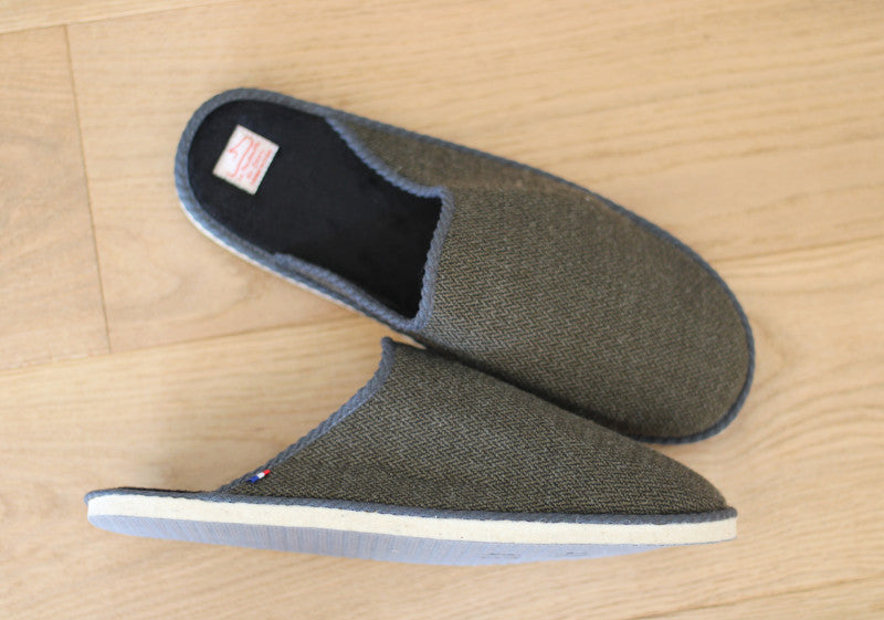 Mules en coton marron Chevron