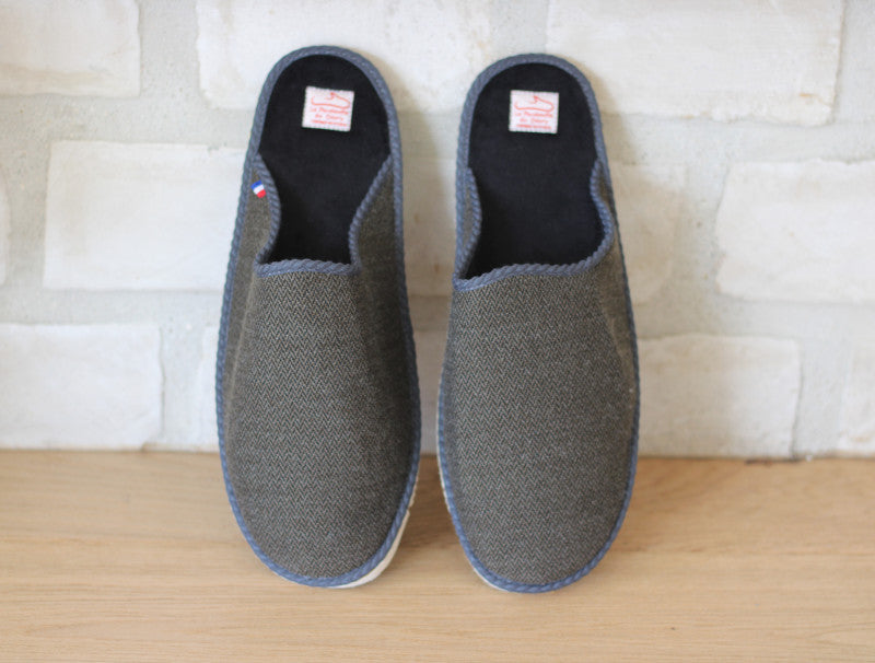 Mules en coton marron Chevron
