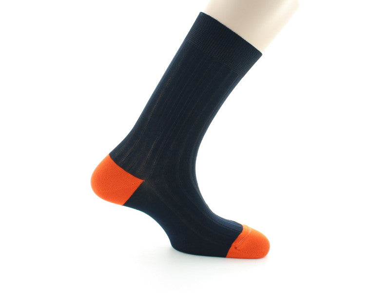 Chaussettes en coton fil d'Ecosse Noir et Orange
