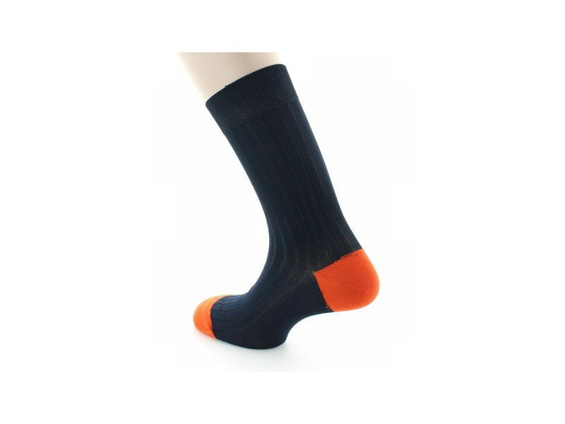 Chaussettes en coton fil d'Ecosse Noir et Orange