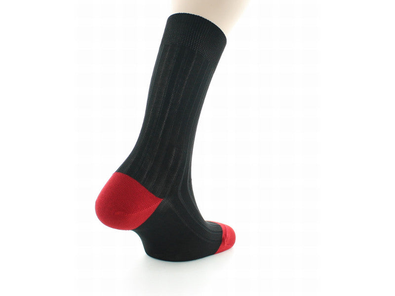 Chaussettes en coton fil d'Ecosse Noir et Rouge