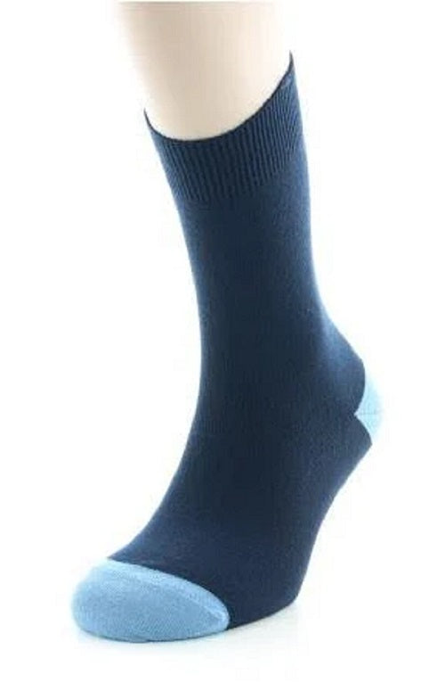 Chaussettes en coton bleu marine pointes et talons bleu ciel