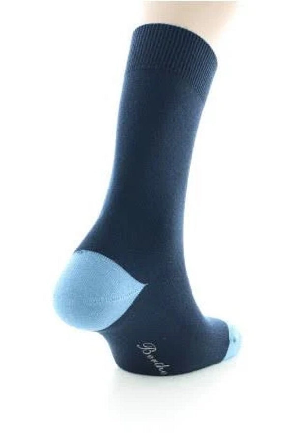 Chaussettes en coton bleu marine pointes et talons bleu ciel