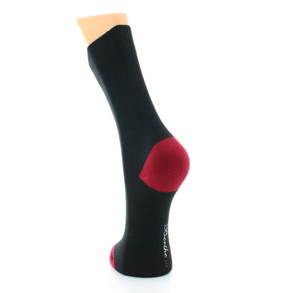 Chaussettes en coton noir talon et pointe rouge