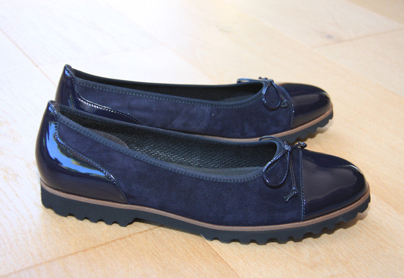 Ballerines Gabor en cuir et velours bleu nuit