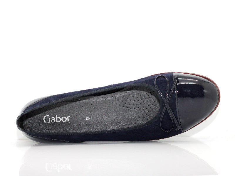 Ballerines Gabor en cuir et velours bleu nuit