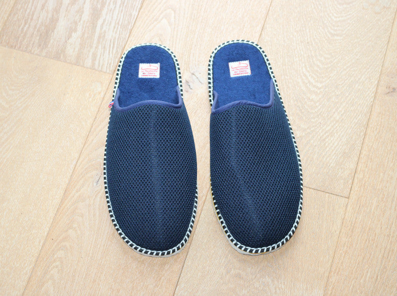 Mules en coton bleu marine Boissière