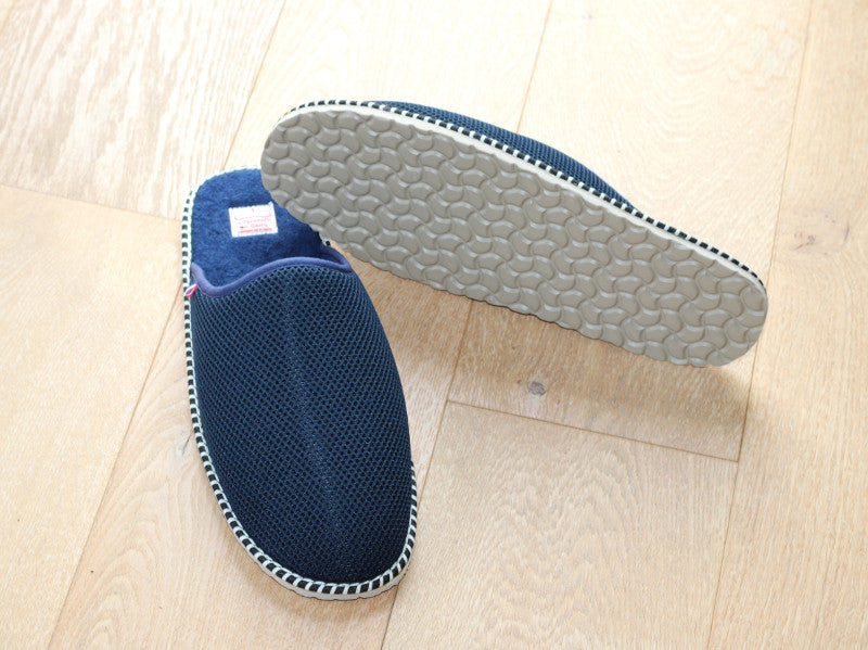 Mules en coton bleu marine Boissière