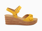 Sandales à talon compensé Gabor en cuir velours jaune Safran