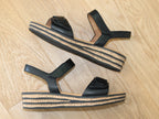 Sandales en cuir noir Gabor et petit compensé