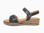 Sandales en cuir noir Gabor et petit compensé